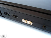External monitors are fed with pictures via HDMI or DVI.