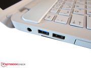 Toshiba's device features three USB ports, two of which support USB 3.0.