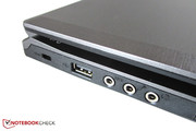 Stereo jacks for S/PDIF, microphone and headphones.