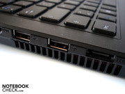 The notebook has three USB 2.0 ports.
