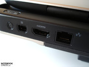 External monitors can be connected via display port and HDMI.