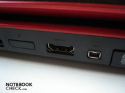 A display port (closed by the manufacturer and thus not available, HDMI and Firewire follow