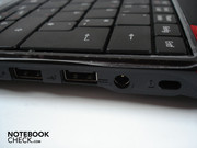 2x USB 2.0, DC-in, and Kensington security slot on the right