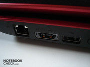 An RJ-45 gigabit LAN, an eSATA/USB 2.0 combo and an USB 2.0 make the start on the left
