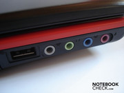 USB 2.0 and all four audio sockets marked by color on the left