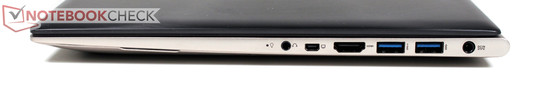 Right side: Audio, Mini-VGA, HDMI, 2x USB 3.0, power connector