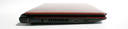 Left side: VGA output, AC output, HDMI port, USB 2.0 port