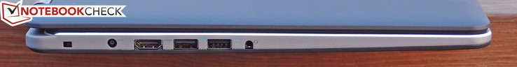 Left: Kensington Lock, charging port, HDMI, USB 3.0 x 2, 3.5 mm combo audio