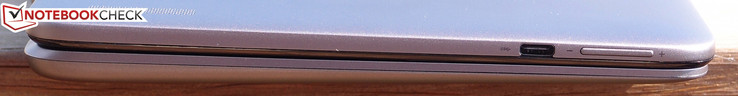 Left: USB 3.1 Type-C port, volume rocker