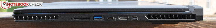 Right: SD card reader (full), USB 3.0, USB 3.1 Type-C Gen 1, HDMI, mini DisplayPort