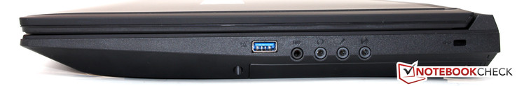 Right: USB 3.0, 4x audio, Kensington Lock