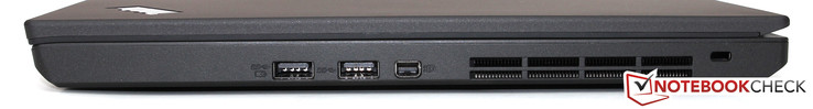 right side: 2x USB 3.0, Mini-DisplayPort, fan exhaust, Kensington Lock