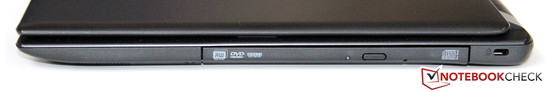 Right: DVD writer, Kensington lock slot