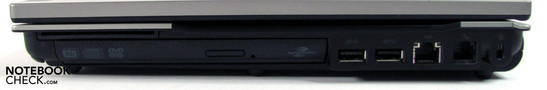Right side: SmartCard reader, Burner, 2x USB 3.0, LAN, modem, Kensington security slot