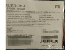 The packaging of the Xiaomi Redmi Note 4 reveals core specifications