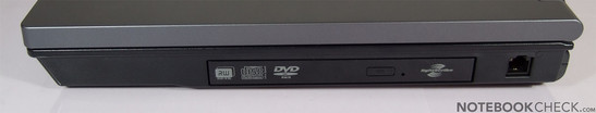 Right Side: ExpressCard/54, DVD-Brenner, S-Video, 2x USB, LAN, Kensington Lock