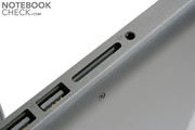 The SD card reader next to the FireWire Port is a change from the white MacBook.