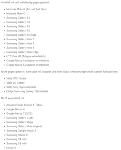 supported Android devices