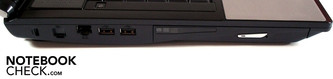 Left: Kensington lock, RJ-45 gigabit LAN, 2 USB 2.0