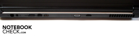 Back side: Modem, power, eSATA, Lan, USB 2.0, VGA, HDMI