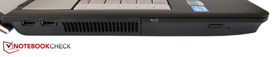 Left: 2 USB 2.0 ports, optical drive