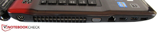 Left side: DC-in, VGA, RJ-45 Gigabit-Lan, HDMI, USB 3.0, USB 2.0