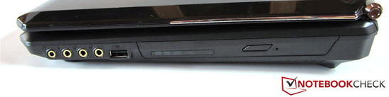 Right: 4x audio, USB 2.0, Blu-Ray drive