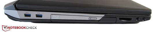 Left: 2x USB 3.0, Blu-ray burner, card reader, microphone, headphones