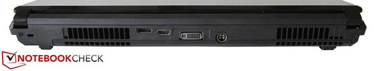 Back: Kensington Lock, DisplayPort, HDMI, DVI, charging interface