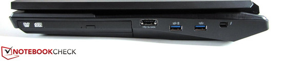 Right side: optical drive, eSATA / USB 2.0, 2x USB 3.0, Thunderbolt
