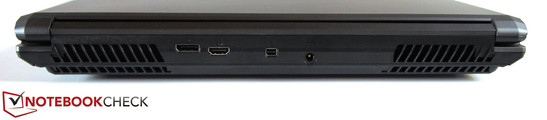 Rear side: DisplayPort, HDMI, Mini DisplayPort, power-in.