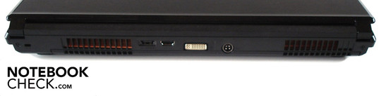 Back: Kensington Lock Slot, eSATA/USB 2.0 Combo Port, HDMI, DVI, Power Connector