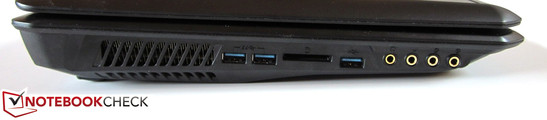 Left: 2 USB 3.0, card reader, USB 3.0, 4 audio jacks