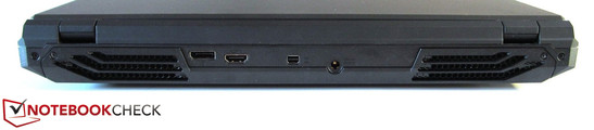 on the back: DisplayPort, HDMI, Mini DisplayPort, power connector