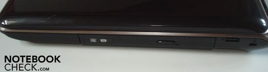 Right: DVD burner, USB 2.0, Kensington lock