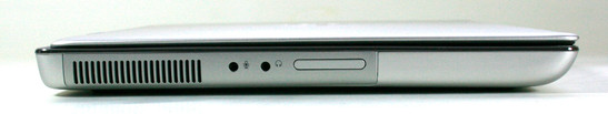 Left side: Audio ports, SD card reader