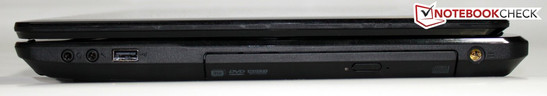 1x Line-Out, 1x Line-In, 1x USB 2.0, DVD-drive and power connector