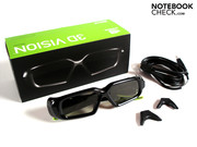 The 3D Vision kit comes with removable nose-pad pieces and a charging cable.