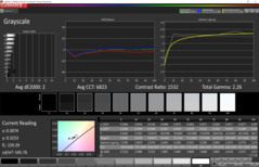 The contrast is similar for the smaller test window (APL) and 100% (no dynamic contrast).