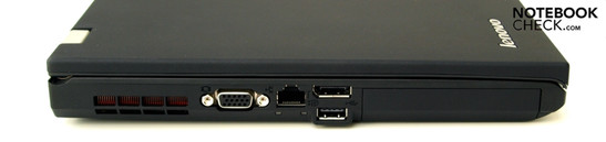 Left: Fan, VGA, RJ45 (LAN), two USB 2.0s, hard disk slot