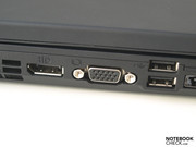 Video sockets left: Display port, VGA.
