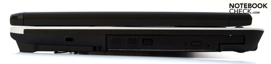 Right side: Kensington security slot, Optical drive