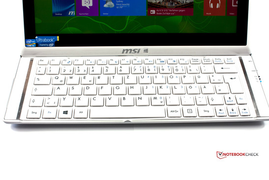 The keyboard of the MSI S20-i541 UltraSlider.