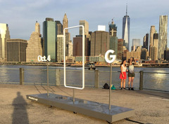 A look at New York&#039;s skyline through the Pixel Phone made by Google.
