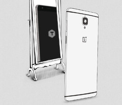 The reflection of the new OnePlus phone clearly shows the letter T.