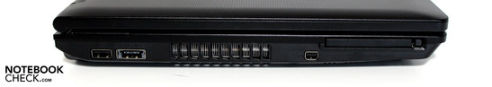 Left: USB, eSATA, Mini DisplayPort, ExpressCard