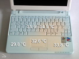 temperatures of the upper surface and the bottom