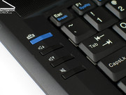 The typical Thinkpad hotkeys, which include volume control and the blue ThinkVantage button, are also provided.