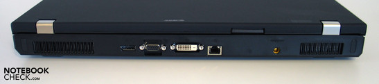 Back side: Display Port, VGA, DVI, LAN, Power supply