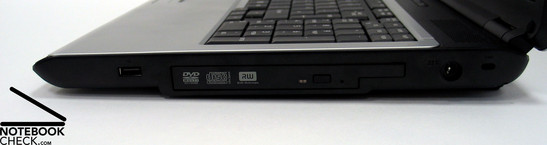 Right Side: USB, DVD Drive, Power Connector, Kensington Lock